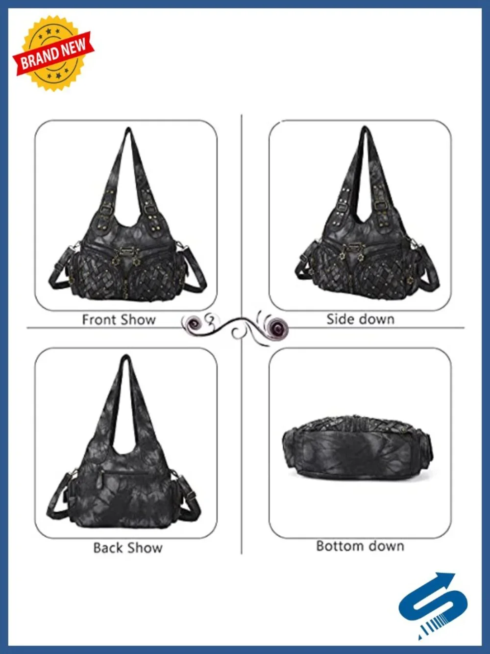 Anti-Scratch PU Leather Hobo Bag Women Shoulder Tote with Multiple Pockets